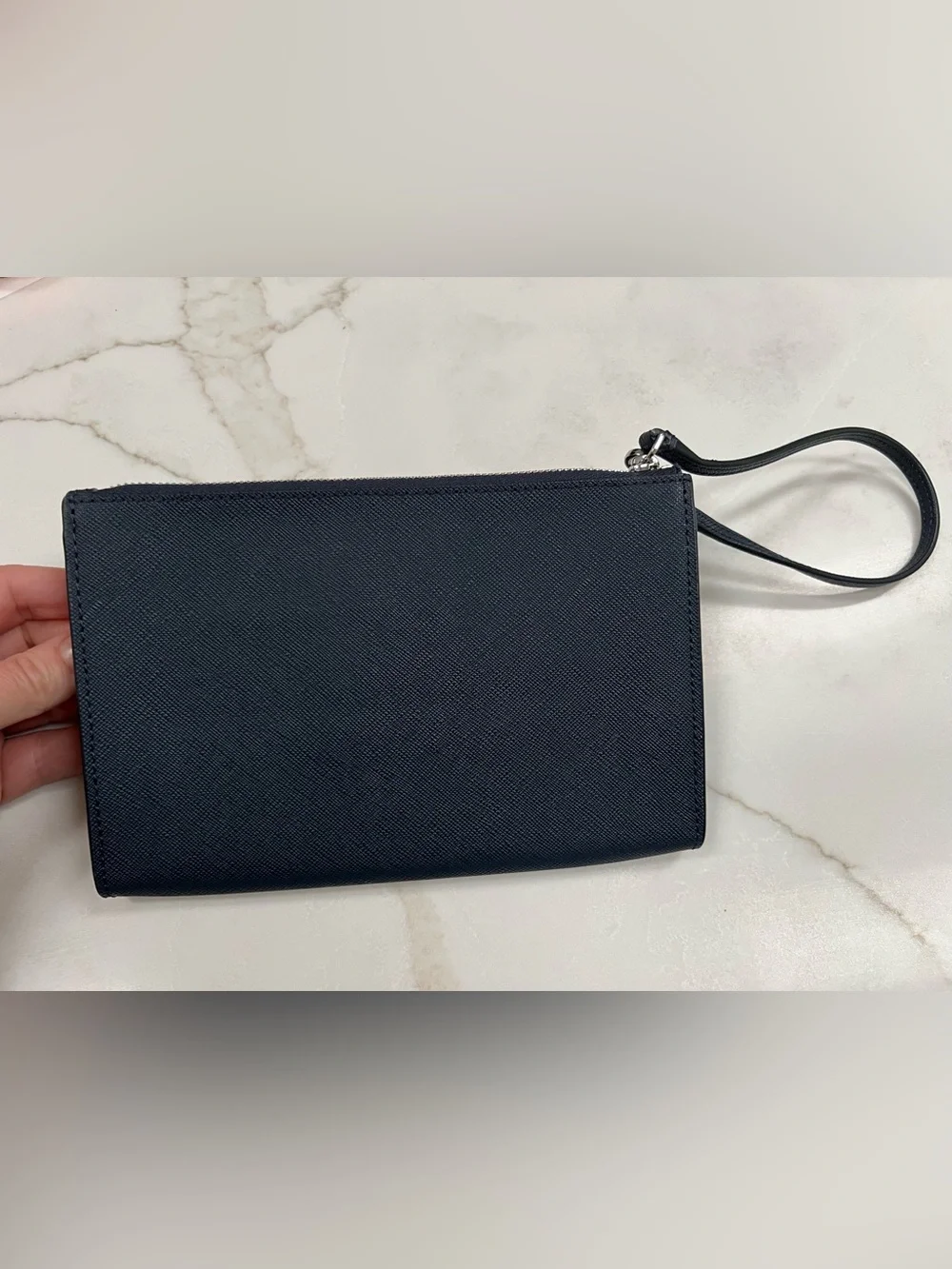 Kate Spade New York Navy Blue Saffiano Leather Wristlet Clutch